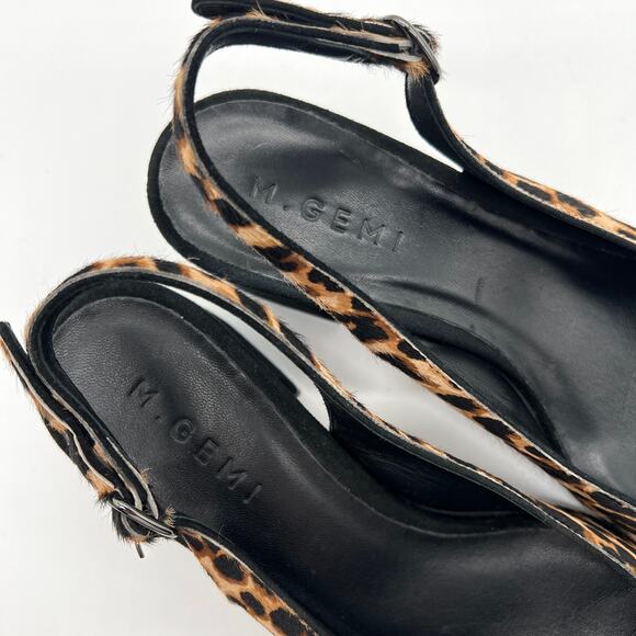 M GEMI Slingback Pump Womens 10.5 Leopard Print Calfhair Pointy Block Heel Suede - Picture 4 of 10